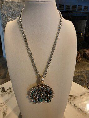 One of a Kind Vintage Stainless Steel Peacock Necklace New with No Tags